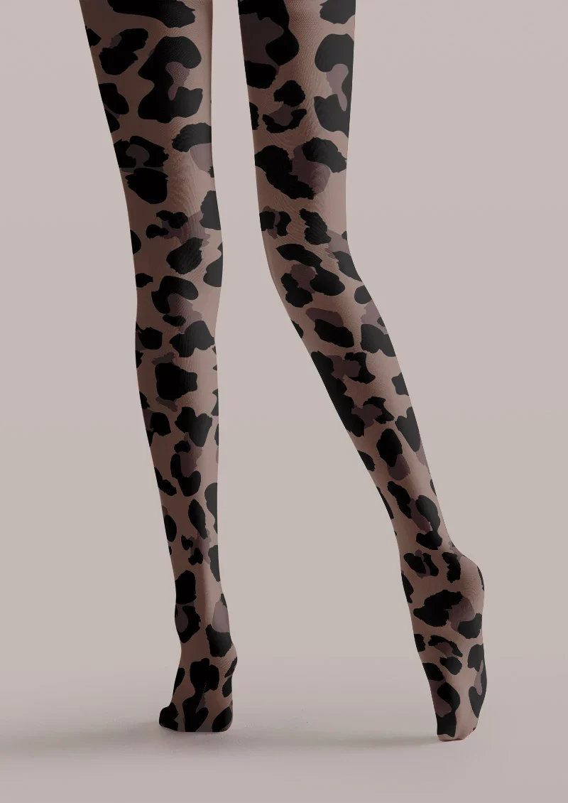 Viken Plan Animal Leopard Print Tights Hosiery Pantyhose