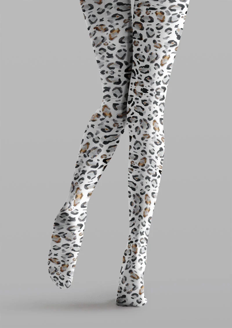 Viken Plan White Leopard Print Tights Hosiery Pantyhose