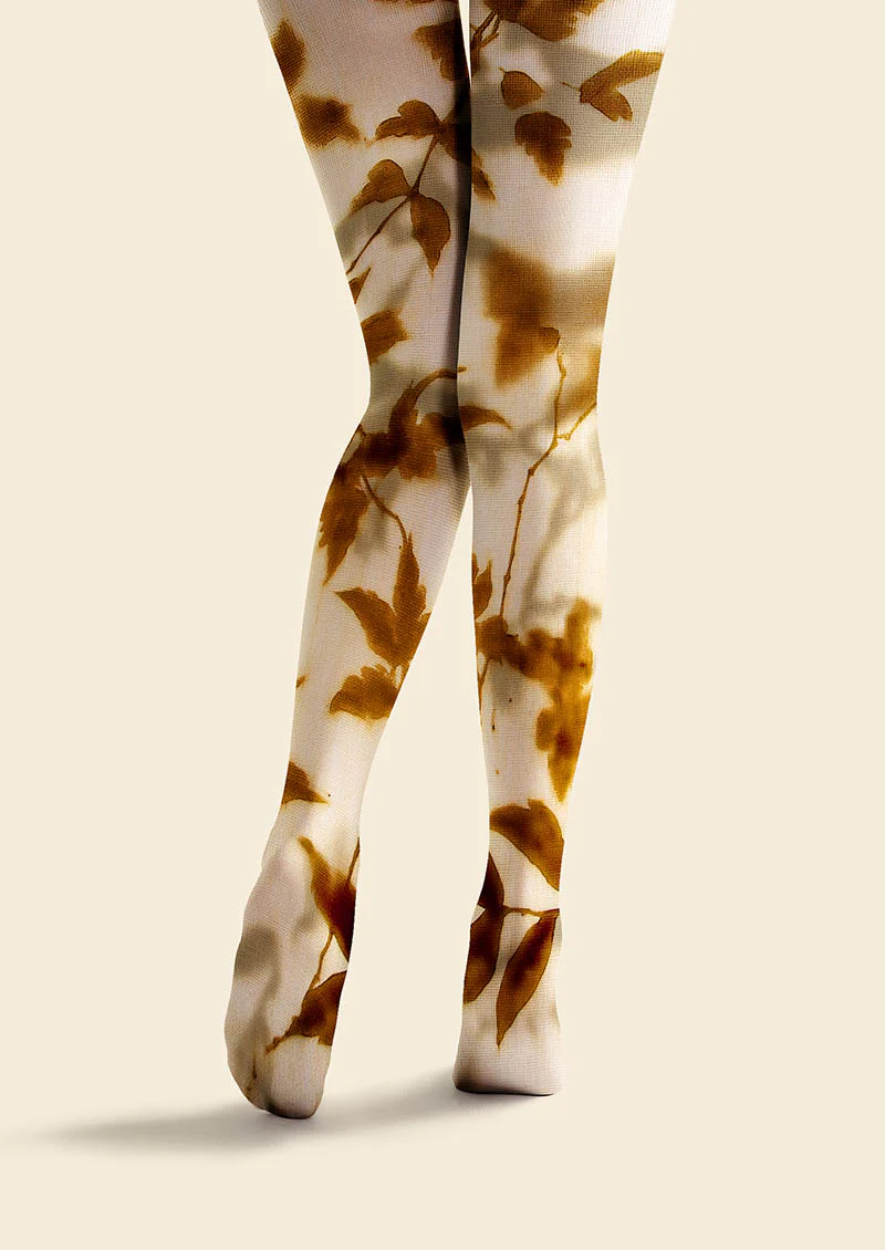 Viken Plan Plant Print Tights Personality Pantyhose/Tights [Autumn Leaves] - Image 3