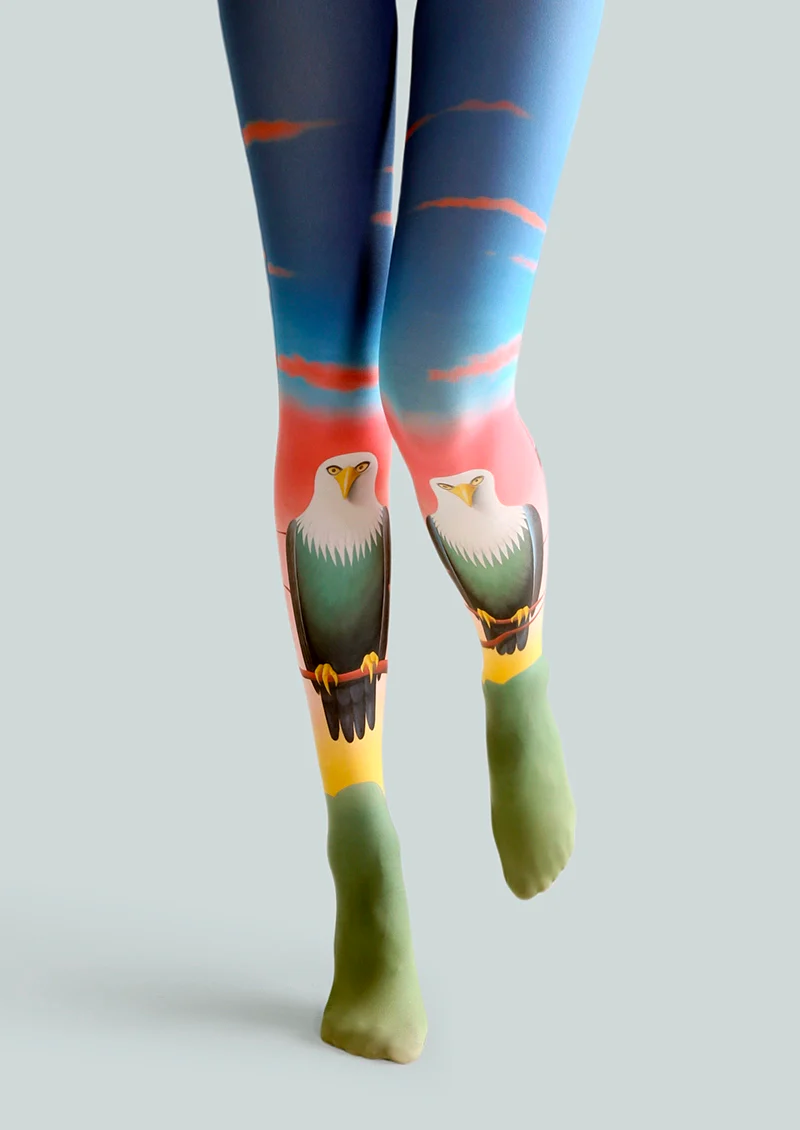 Viken Plan Art Print Tights Personality Pantyhose/Tights [Bald eagle]