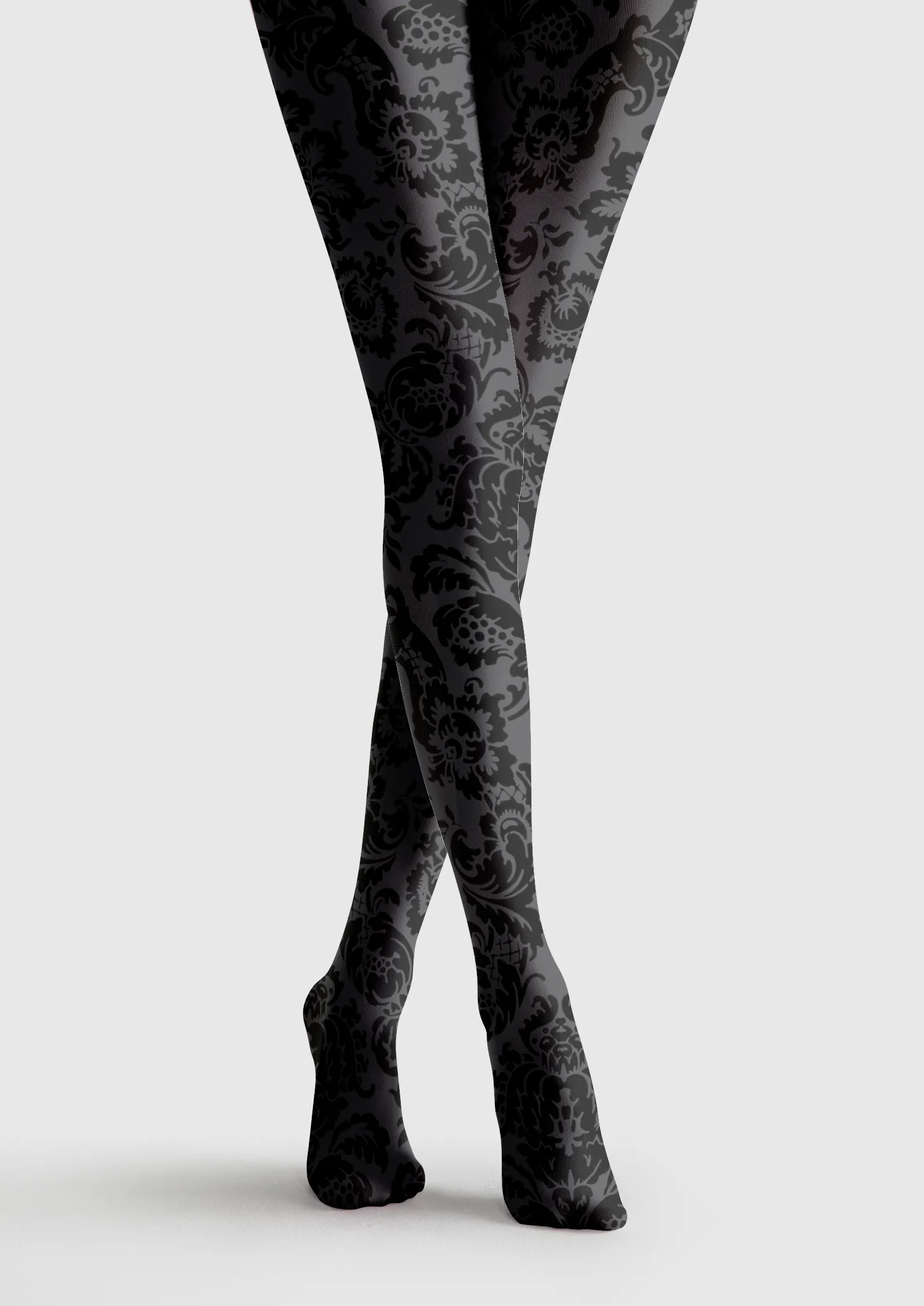 Viken Plan Baroque Bloom Noir Lace Tights Hosiery Pantyhose - Image 3