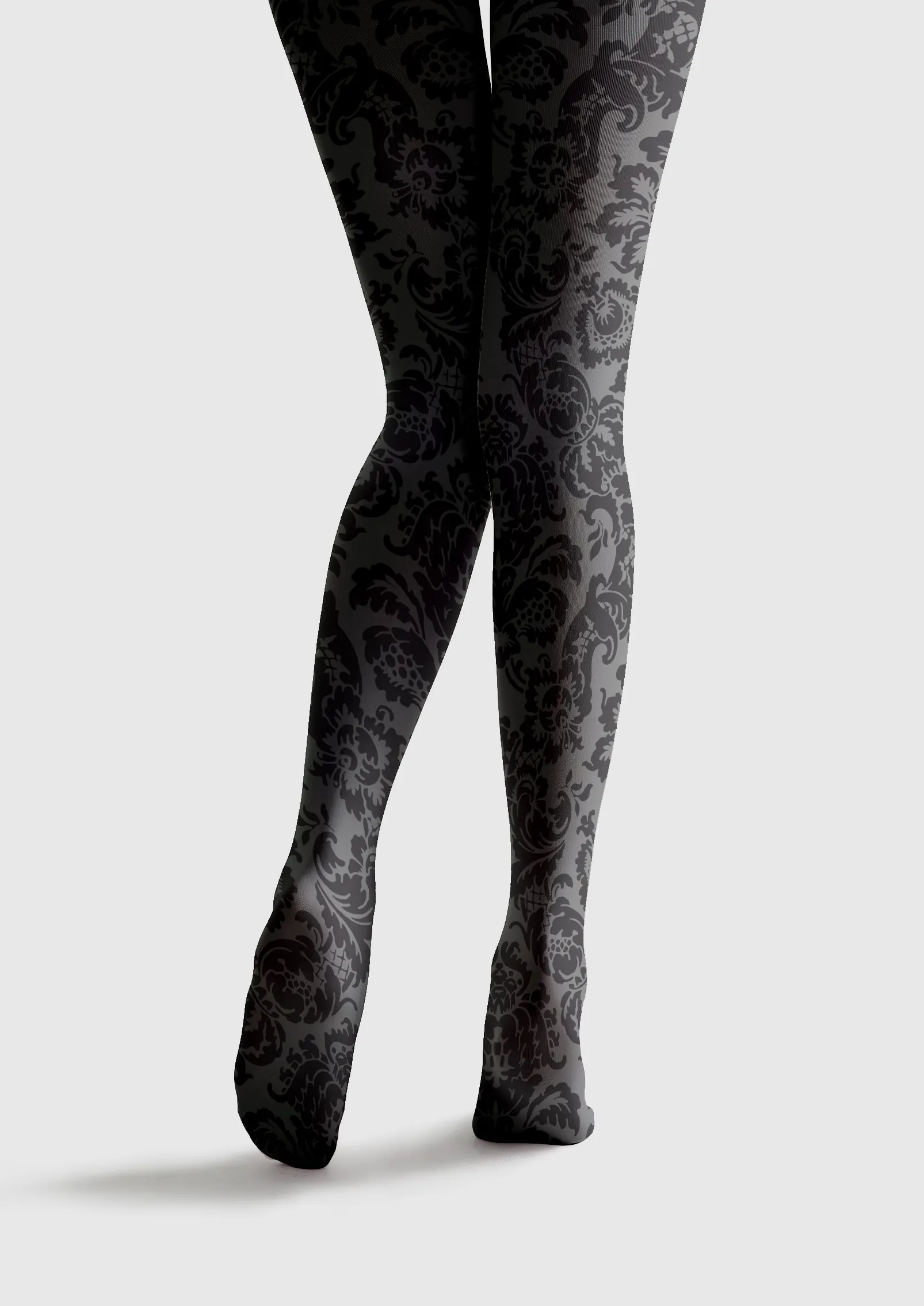 Viken Plan Baroque Bloom Noir Lace Tights Hosiery Pantyhose - Image 5