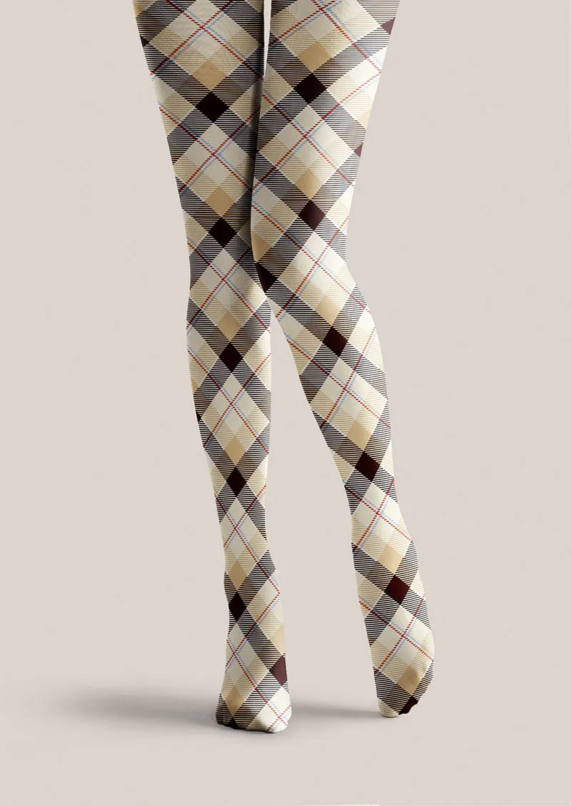 Viken Plan Beige Diamond Tights Hosiery Pantyhose