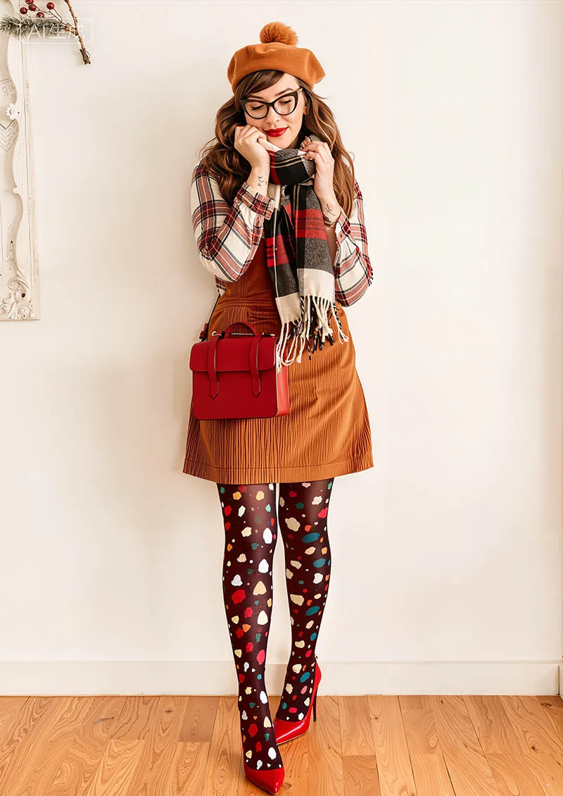 Viken Plan Berry Leopard Tights Hosiery Pantyhose - Image 2