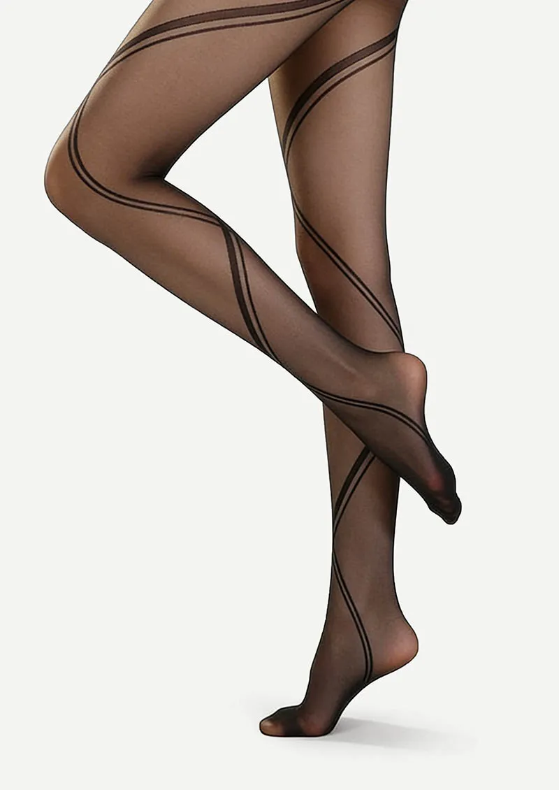 Viken Plan Black bandage stripes Tights Hosiery Pantyhose - Image 2