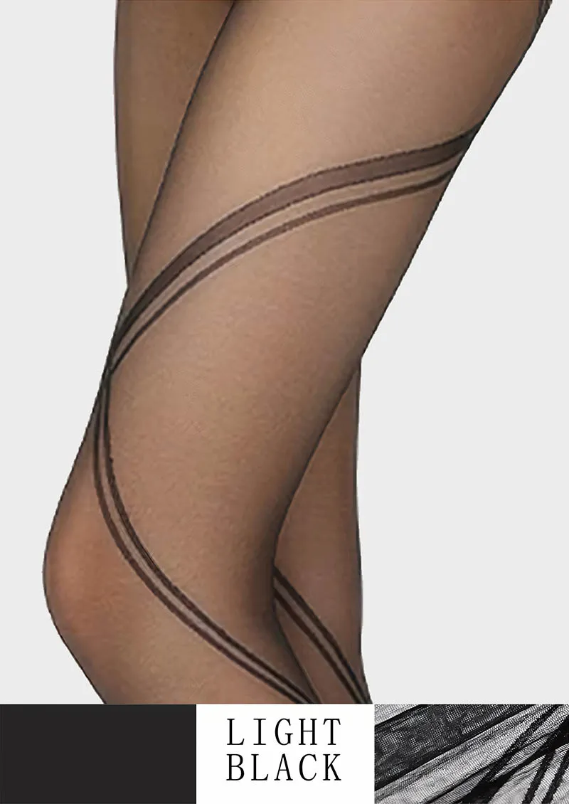 Viken Plan Black bandage stripes Tights Hosiery Pantyhose - Image 3