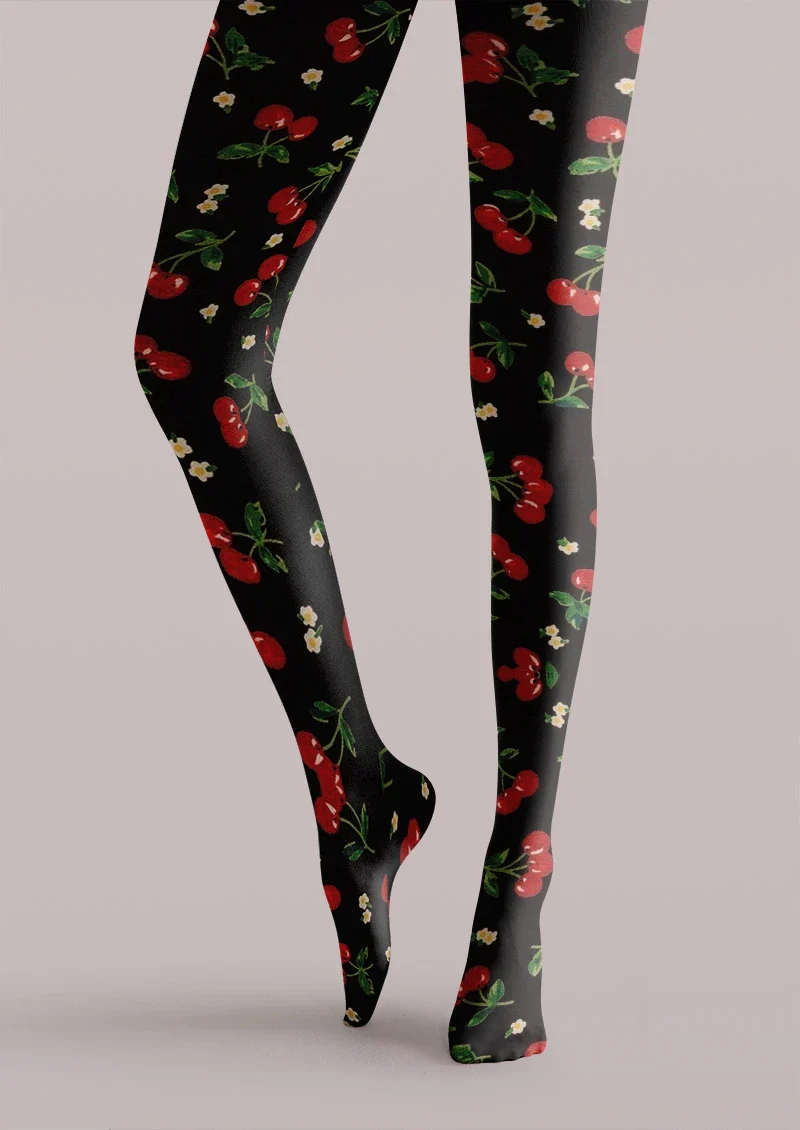 Viken Plan Black Red Rose Tights Hosiery Pantyhose - Image 3