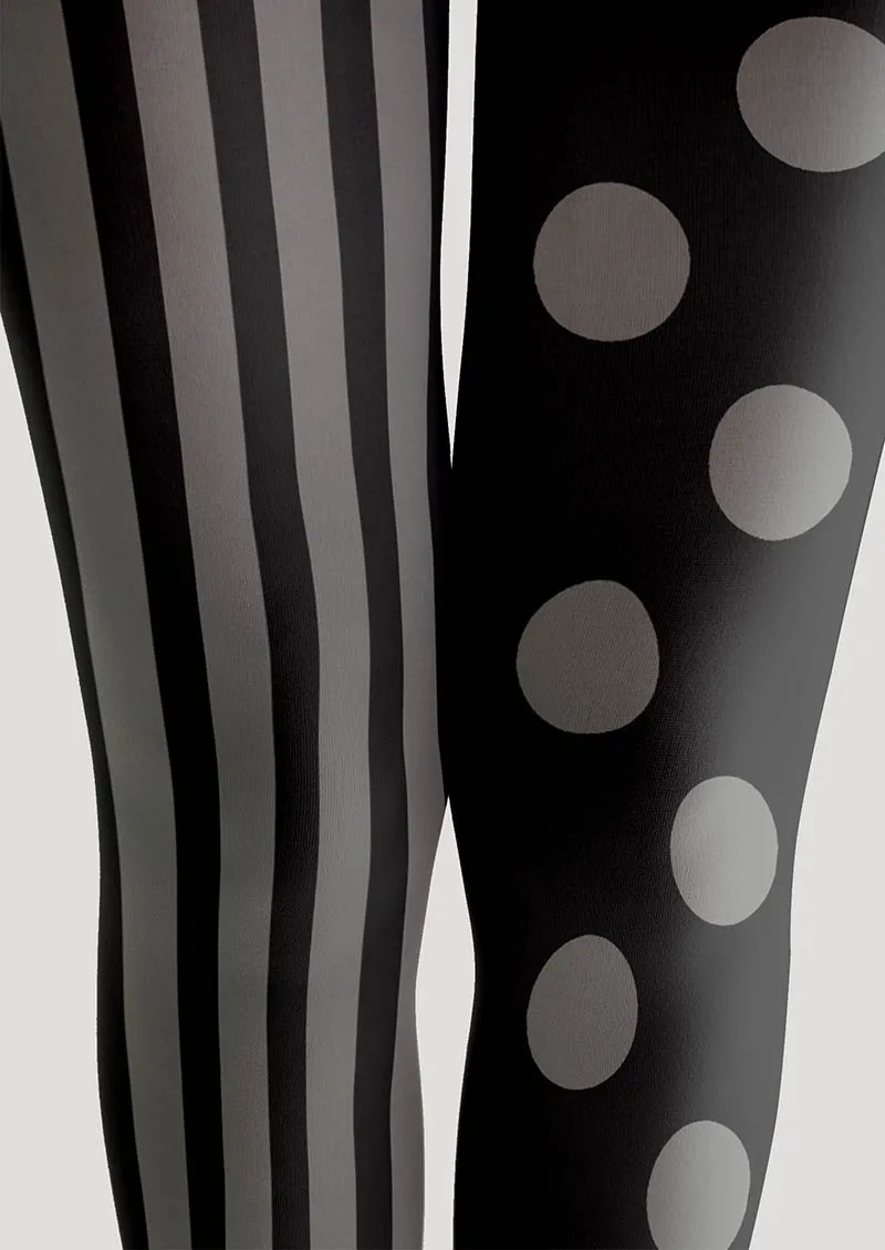 Viken Plan Black-Grey Stripe Dot Tights Hosiery Pantyhose - Image 3