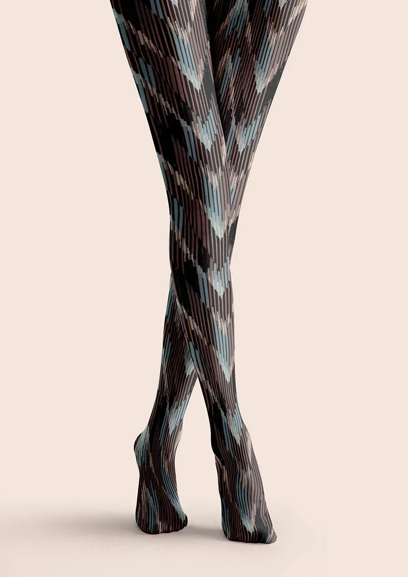 Viken Plan Black Smoke Stripes Tights Hosiery Pantyhose