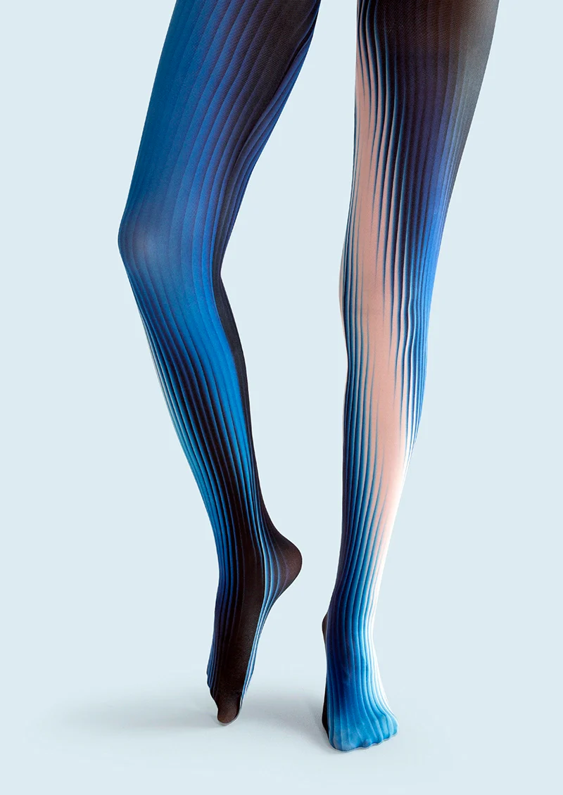 Viken Plan Art Print Tights Personality Pantyhose/Tights [Blue Corrugation] - Image 3