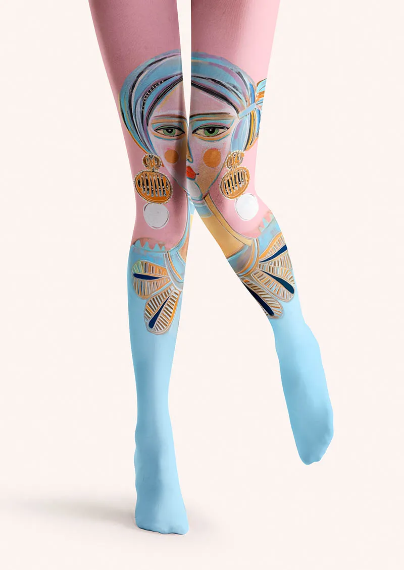 Viken Plan Fun Art Blue Muse Tights Hosiery Pantyhose - Image 4