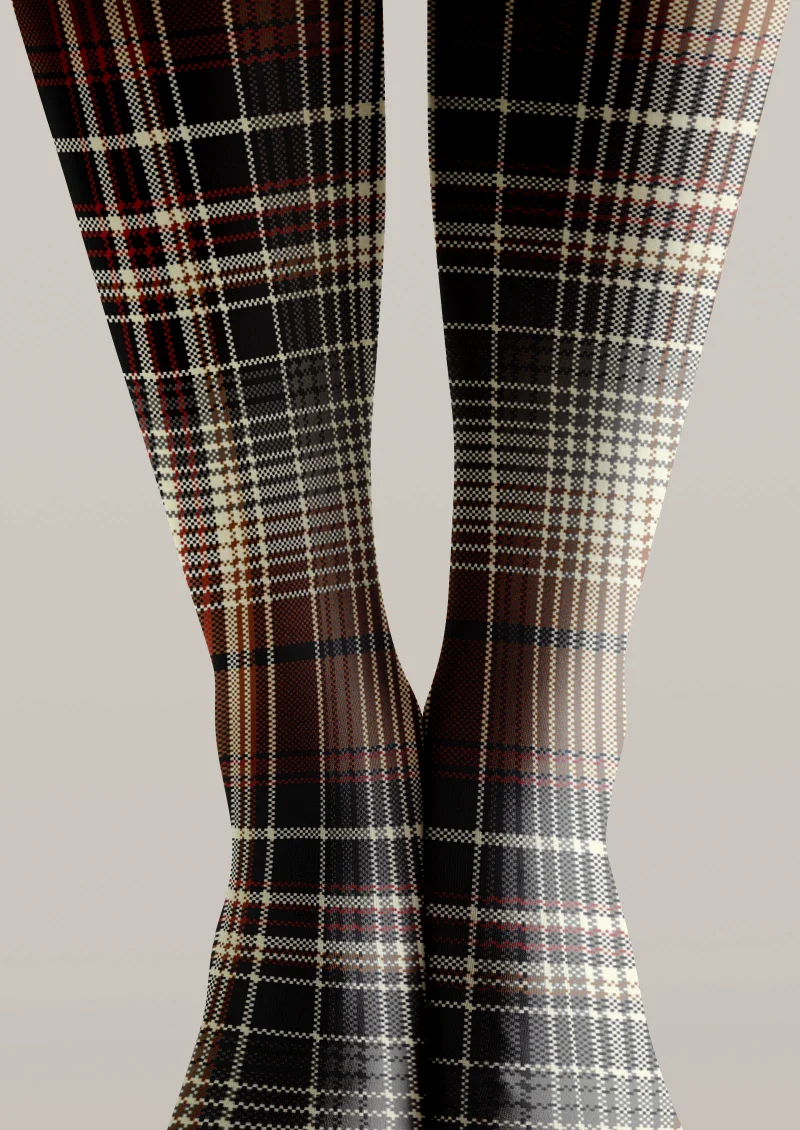 Viken Plan Brown Warm Plaid Tights Hosiery Pantyhose - Image 4