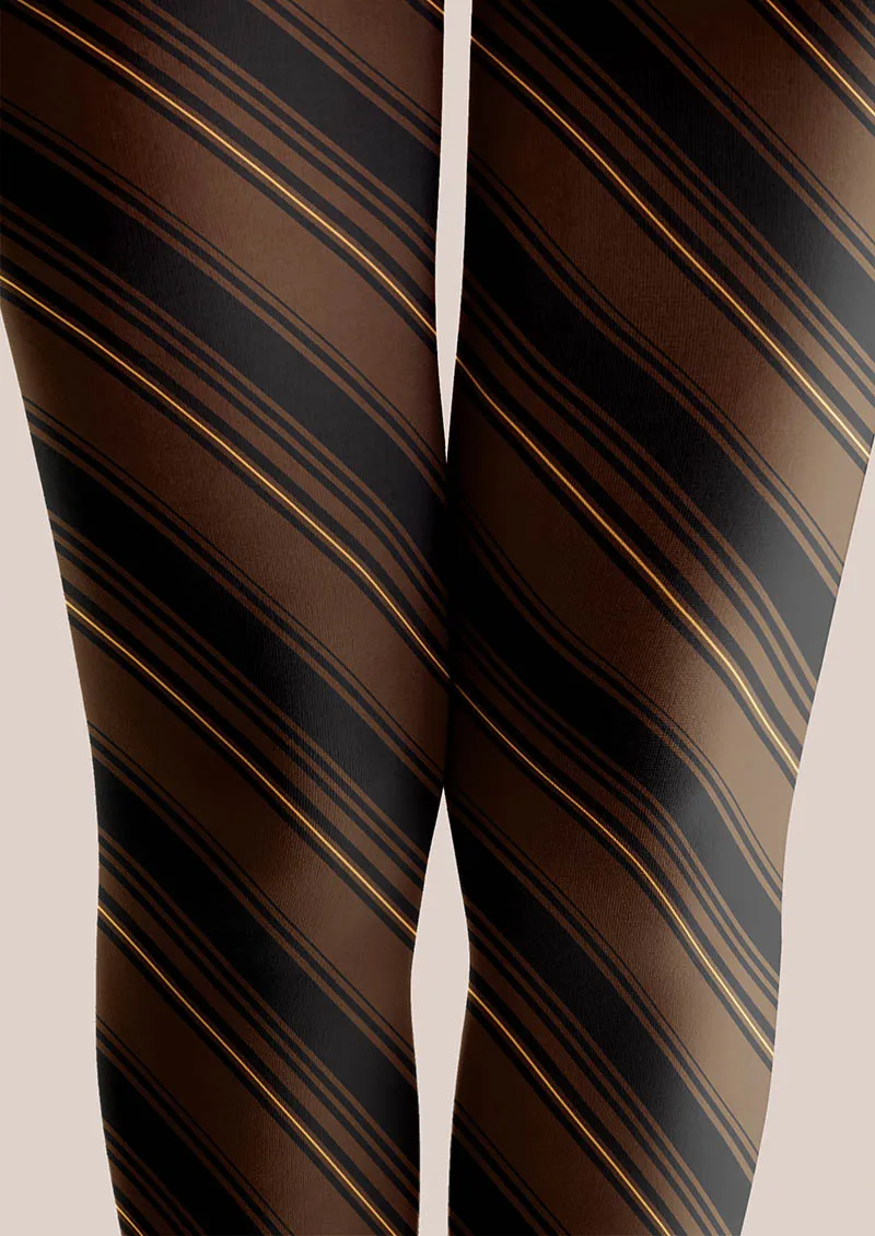 Viken Plan Geometric Art Brown Weave Tights Hosiery Pantyhose - Image 4