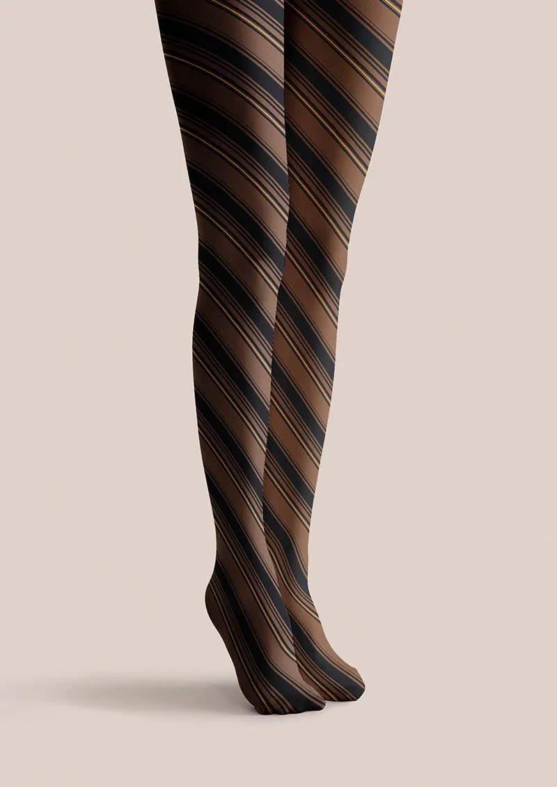 Viken Plan Geometric Art Brown Weave Tights Hosiery Pantyhose - Image 5