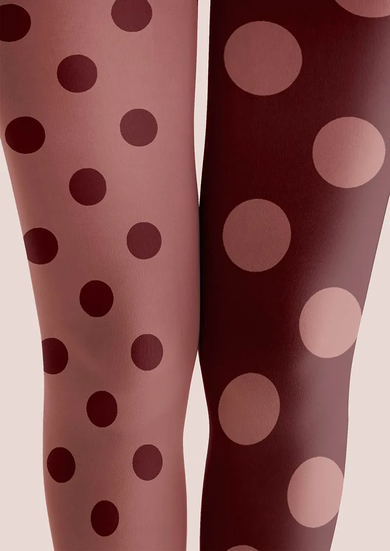 Viken Plan Burgundy Dots Tights Hosiery Pantyhose - Image 4
