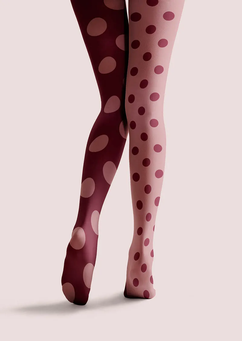 Viken Plan Burgundy Dots Tights Hosiery Pantyhose - Image 5