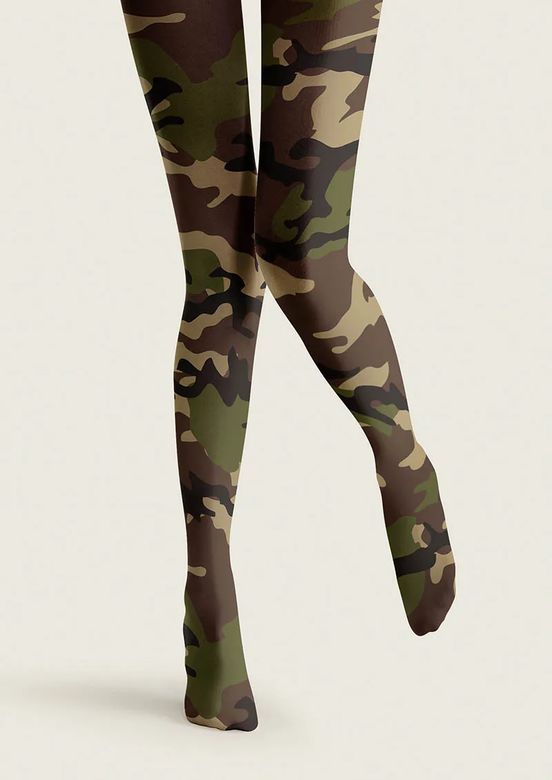 Viken Plan Fun Art Camo Whisper Tights Hosiery Pantyhose