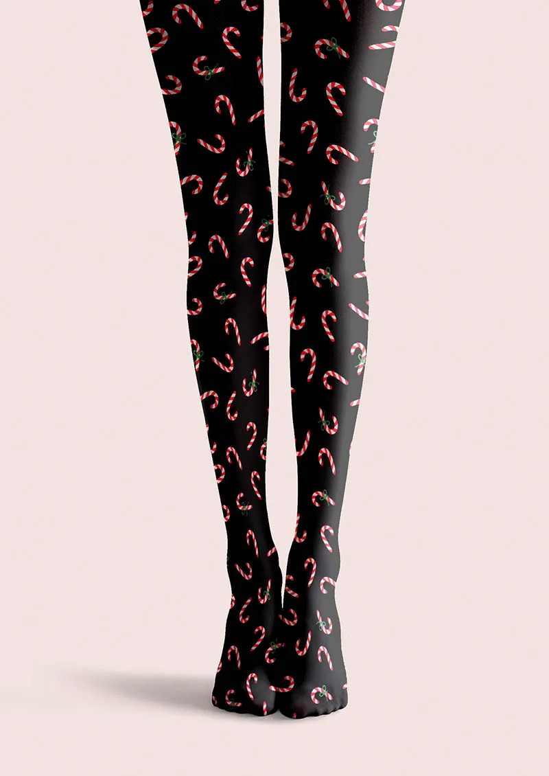Viken Plan Candy Cane Pattern Tights Hosiery Pantyhose