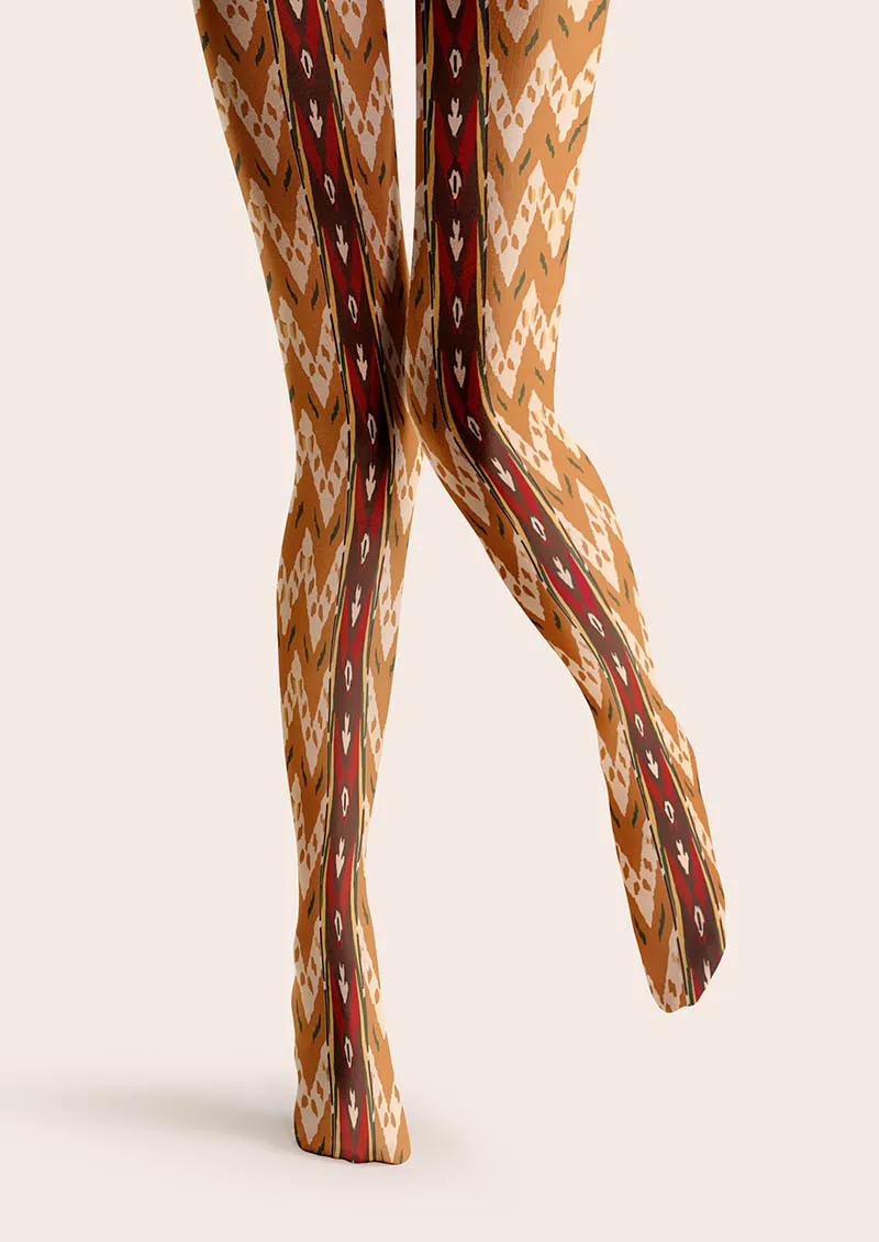 Viken Plan Caramel Lines Tights Hosiery Pantyhose