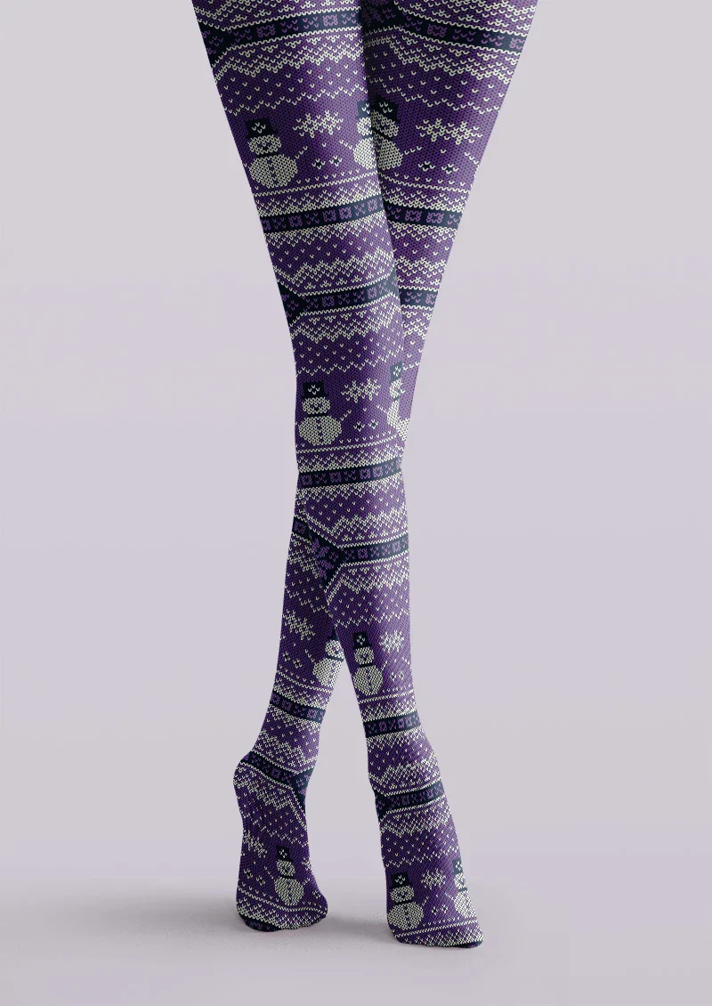Viken Plan Christmas Snowman Graphic Tights Hosiery Pantyhose