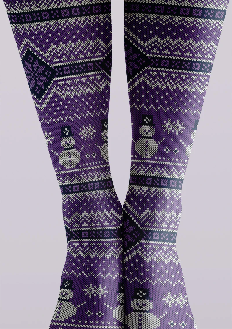 Viken Plan Christmas Snowman Graphic Tights Hosiery Pantyhose - Image 3