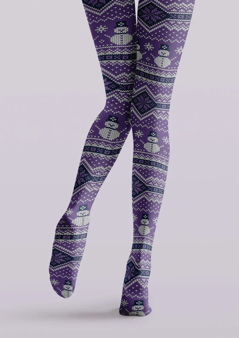 Viken Plan Christmas Snowman Graphic Tights Hosiery Pantyhose - Image 4