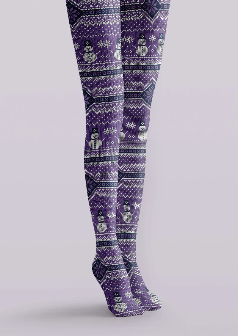 Viken Plan Christmas Snowman Graphic Tights Hosiery Pantyhose - Image 5