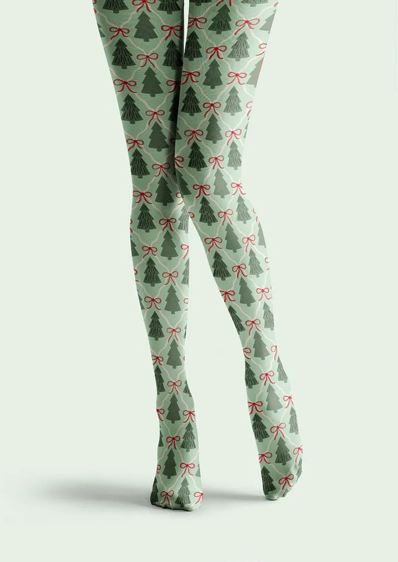 Viken Plan Christmas Fun Art Tree Forest Tights Hosiery Pantyhose - Image 3