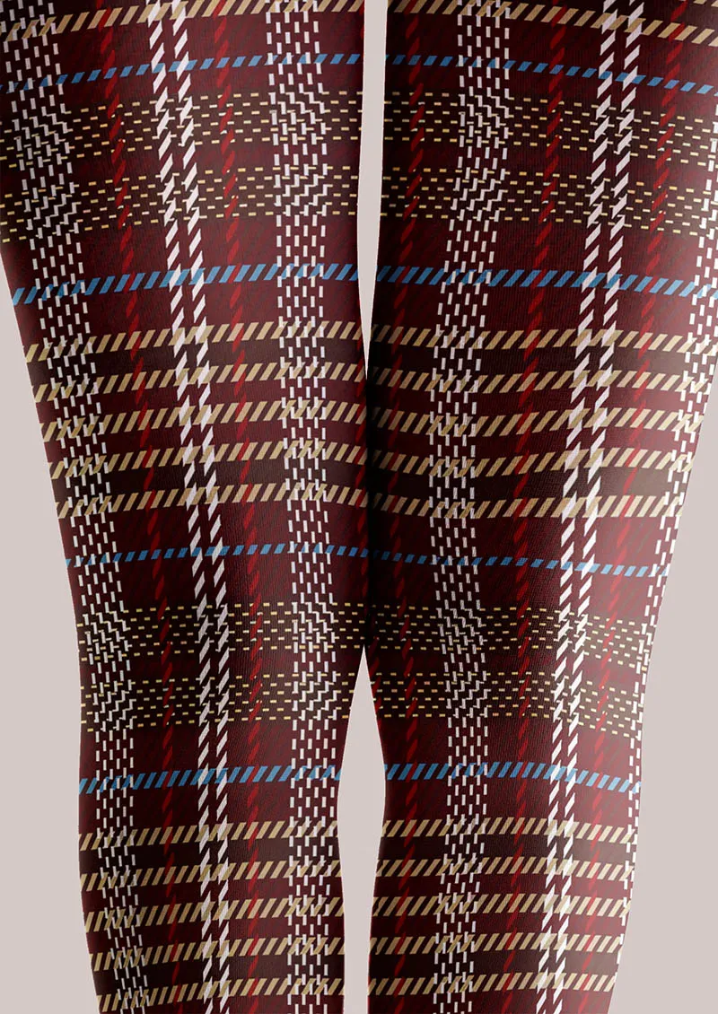 Viken Plan Geometric Art Classic Plaid Tights Hosiery Pantyhose - Image 4