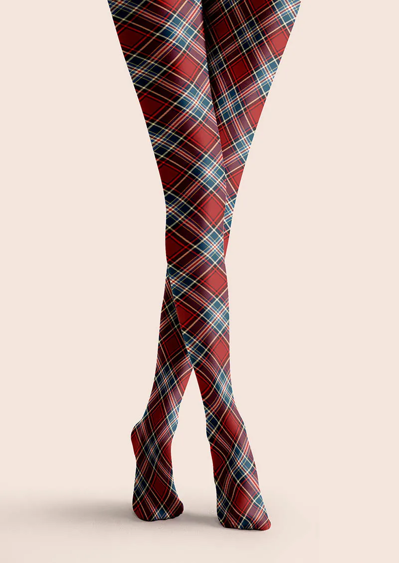 Viken Plan Christmas Classic Red Tartan Tights Hosiery Pantyhose