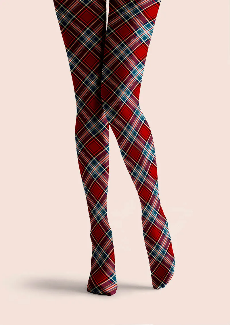 Viken Plan Christmas Classic Red Tartan Tights Hosiery Pantyhose - Image 5
