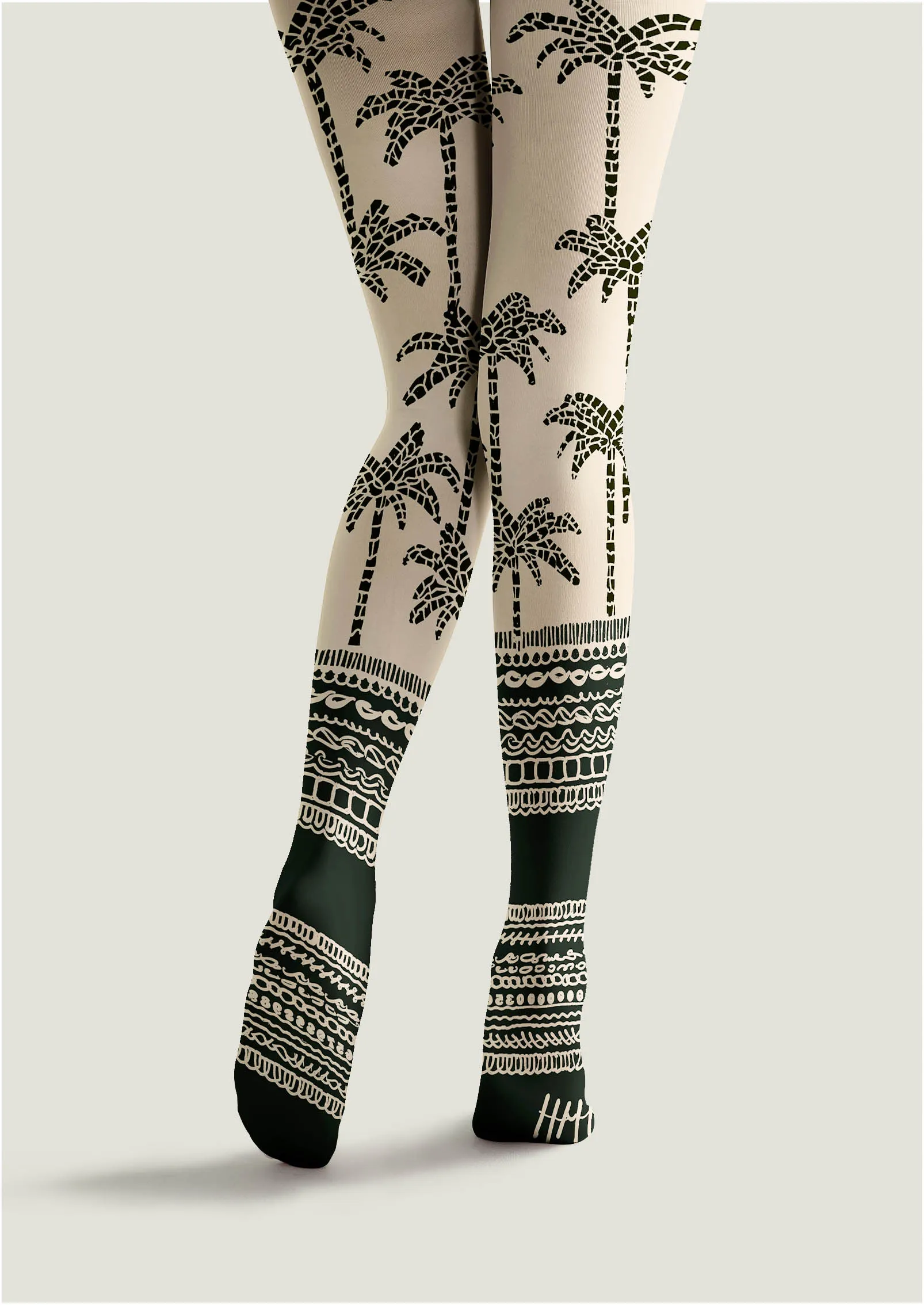 Viken Plan Fun art Print Tights Personality Pantyhose/Tights [Coconut Shore] - Image 3