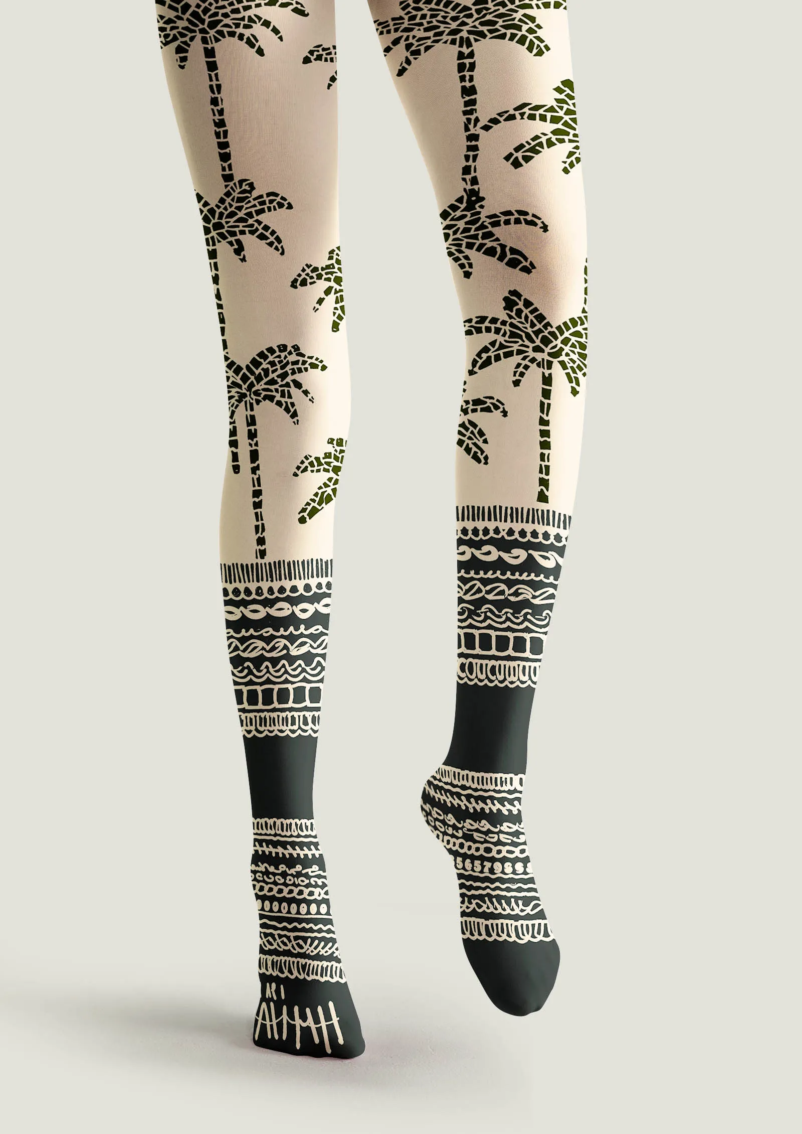 Viken Plan Fun art Print Tights Personality Pantyhose/Tights [Coconut Shore] - Image 4