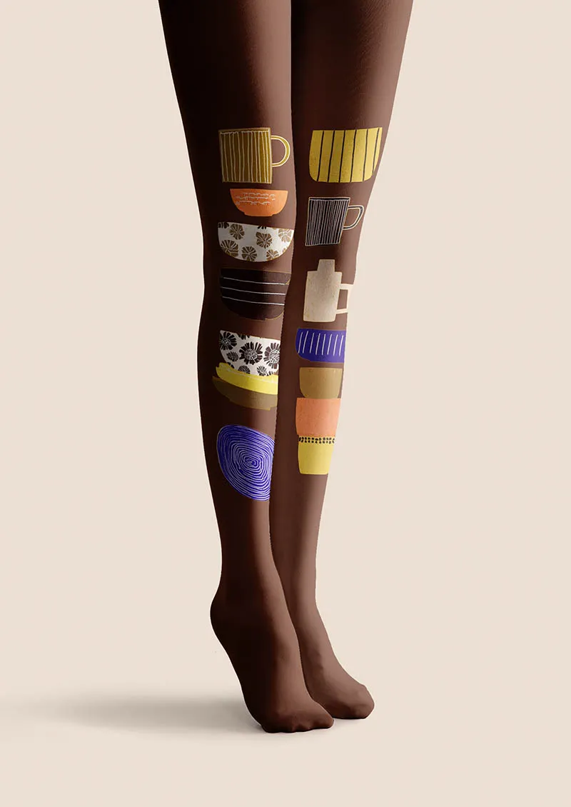 Viken Plan Fun Art Coffee Cup Fun Tights Hosiery Pantyhose - Image 4