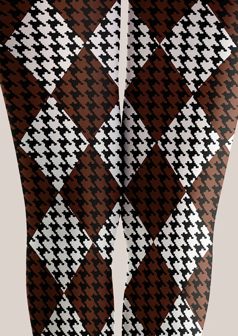 Viken Plan Coffee Diamond Tights Hosiery Pantyhose - Image 3