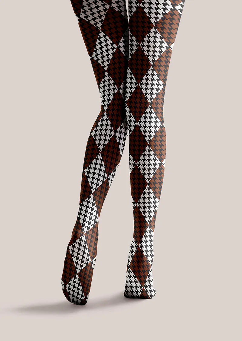 Viken Plan Coffee Diamond Tights Hosiery Pantyhose - Image 4