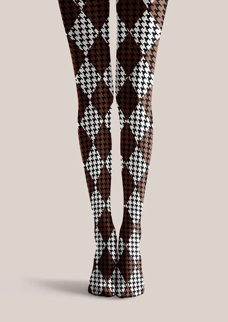 Viken Plan Coffee Diamond Tights Hosiery Pantyhose - Image 5