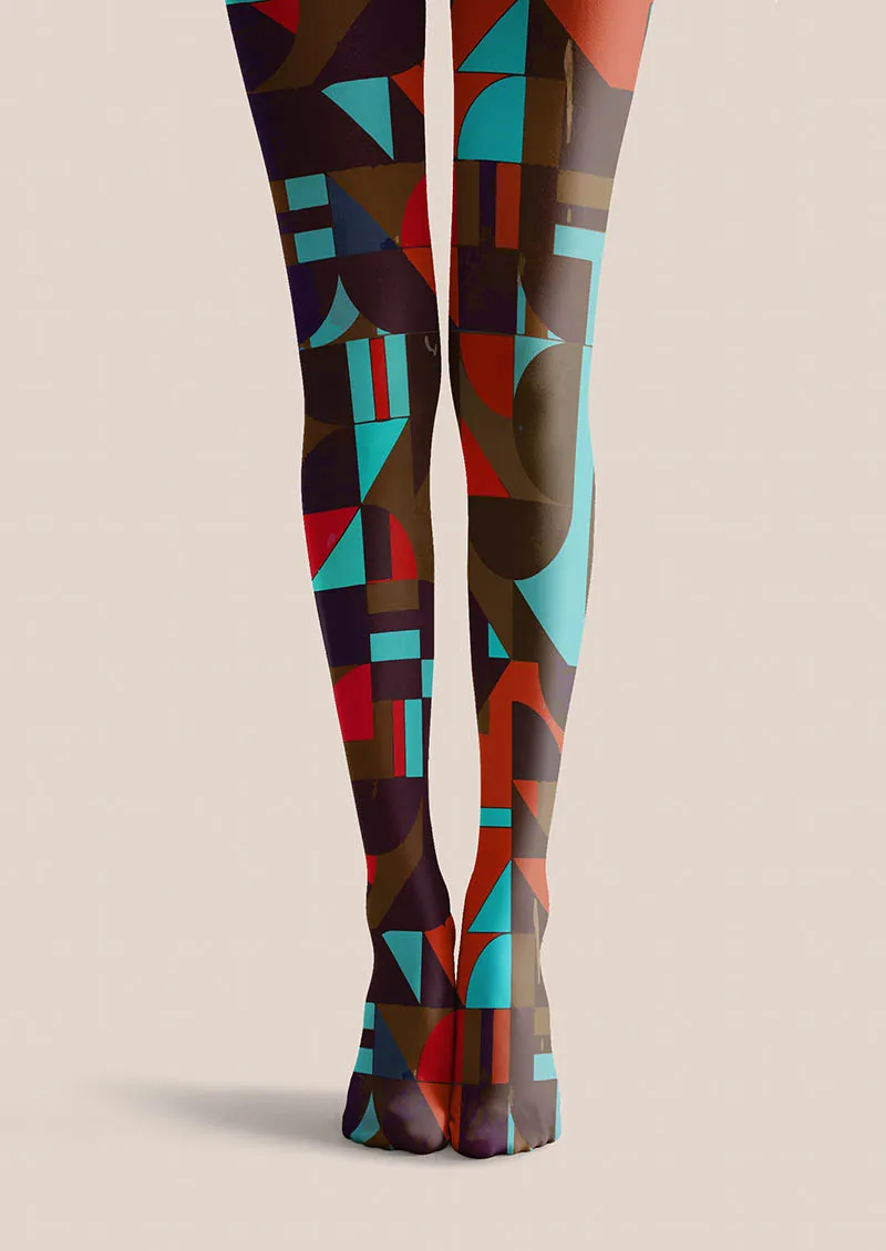 Viken Plan Color Clash Geometry Tights Hosiery Pantyhose