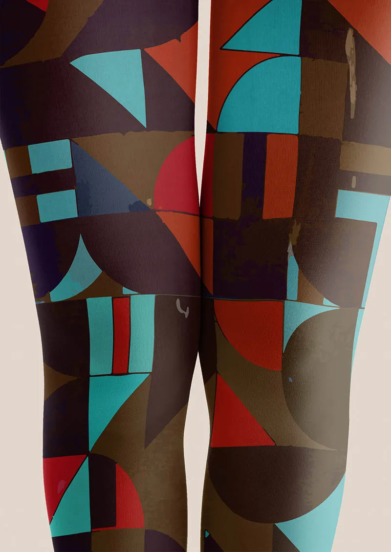 Viken Plan Color Clash Geometry Tights Hosiery Pantyhose - Image 2
