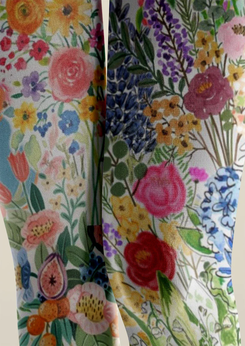 Viken Plan Colorful Abstract Garden Tights Hosiery Pantyhose - Image 3