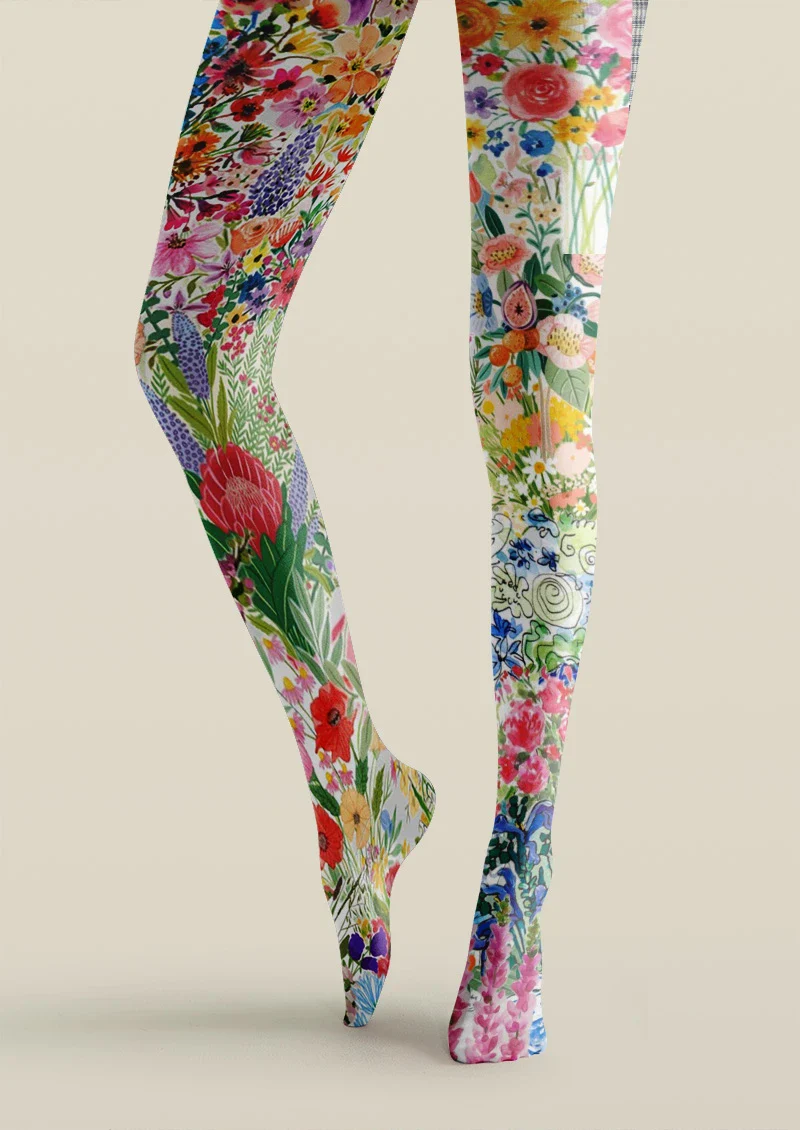 Viken Plan Colorful Abstract Garden Tights Hosiery Pantyhose - Image 4