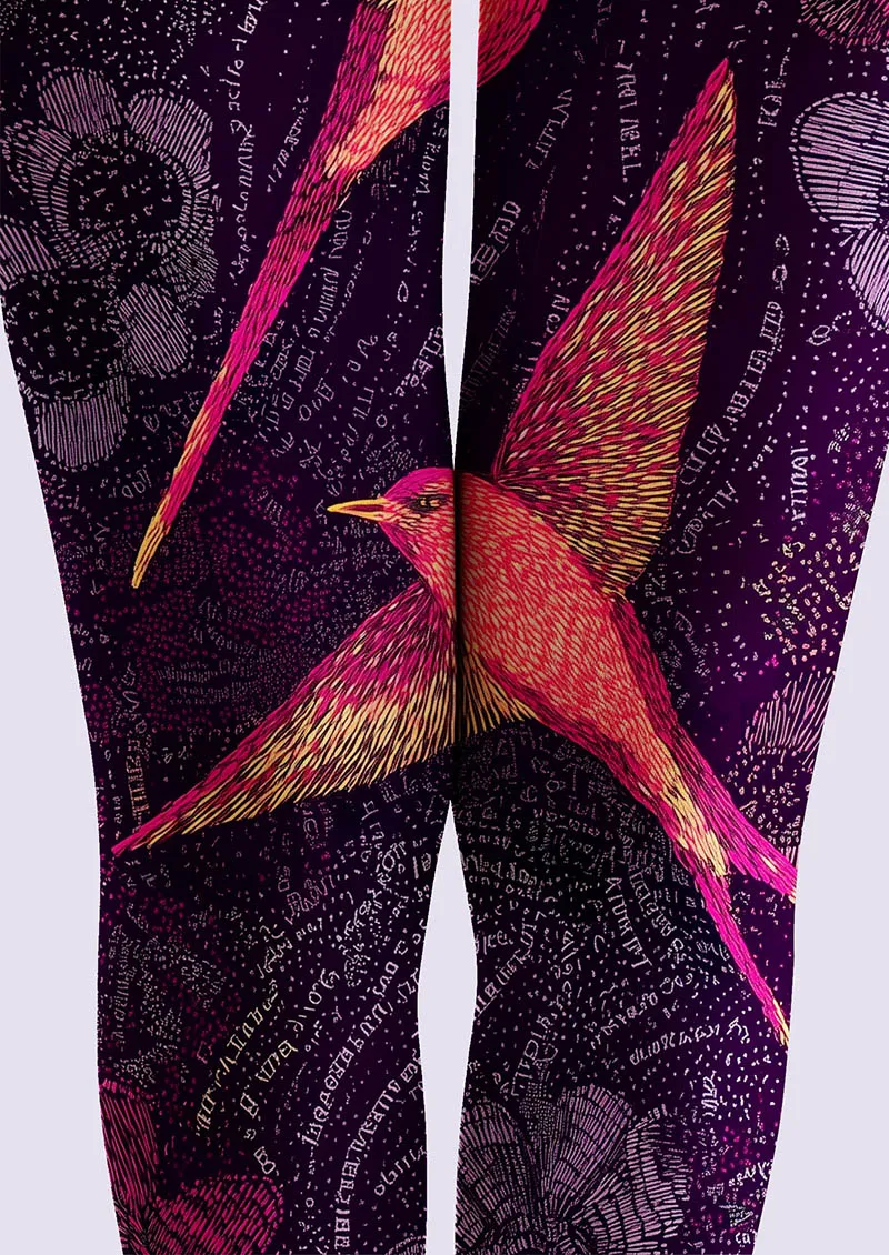 Viken Plan Art Print Tights Personality Pantyhose/Tights [Crimson Flight] - Image 4
