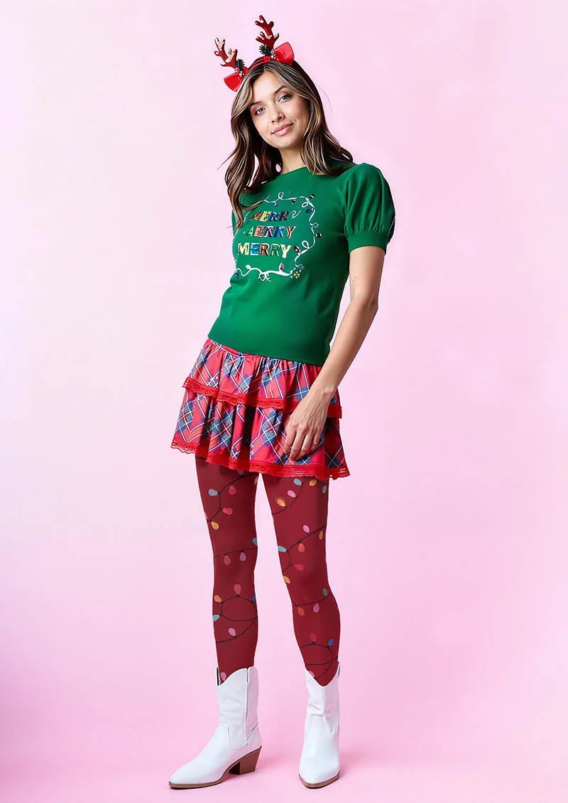 Viken Plan Christmas Fun Art Crimson Gift Tights Hosiery Pantyhose - Image 2
