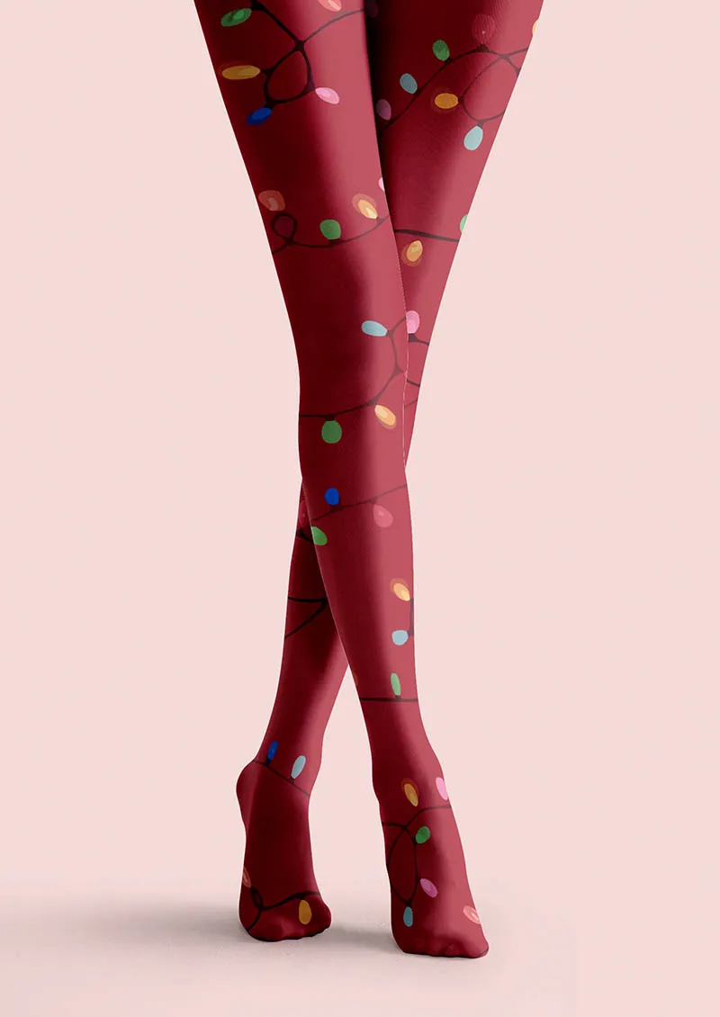 Viken Plan Christmas Fun Art Crimson Gift Tights Hosiery Pantyhose - Image 3