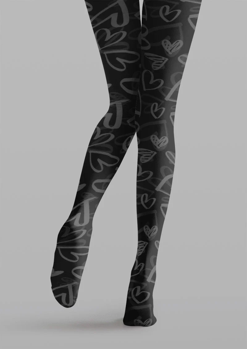 Viken Plan Black Heart Sheer Tights Hosiery Pantyhose - Image 4