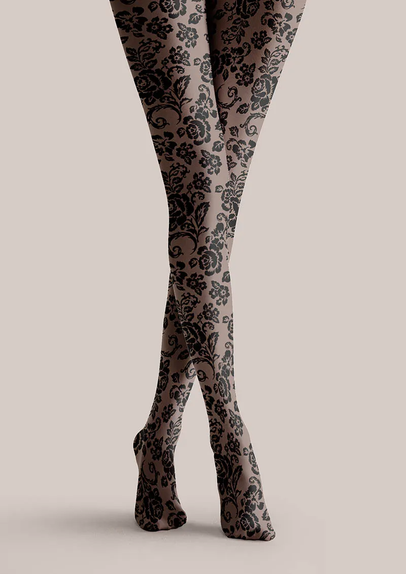 Viken Plan Flower Print Dark Bloom Tights Hosiery Pantyhose - Image 5