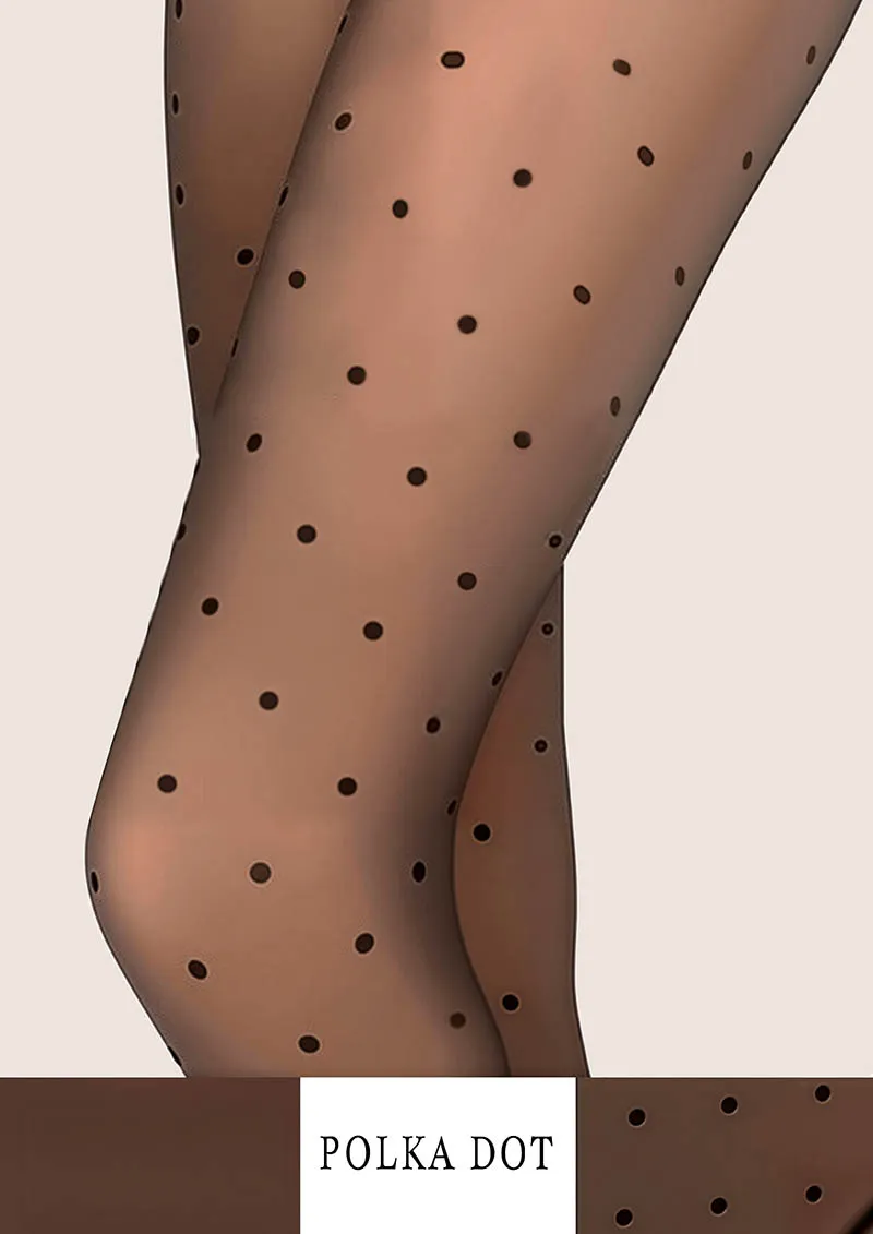 Viken Plan Bare Leg Tights Dark Chocolate Polka Dot Tights Hosiery Pantyhose - Image 6