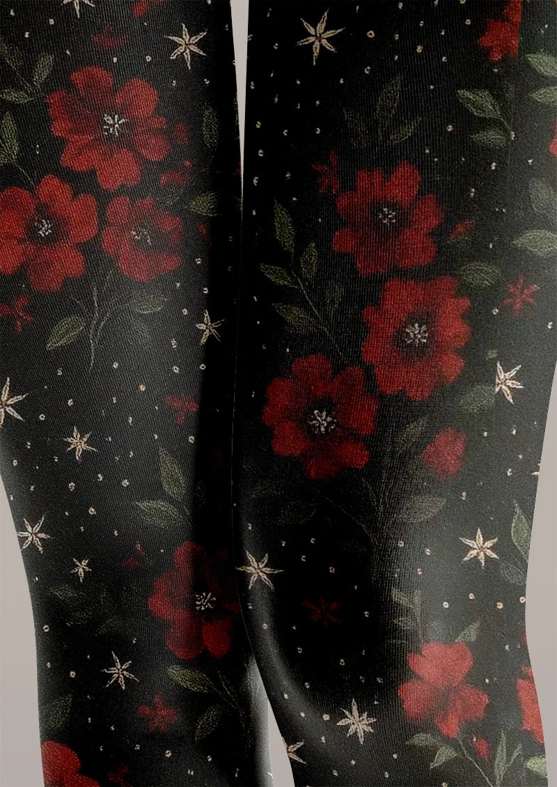Viken Plan Gothic Rose Dark Floral Tights Hosiery Pantyhose - Image 5