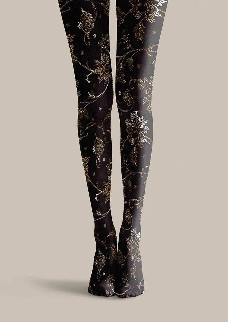 Viken Plan Floral pattern Dark Floral Tights Hosiery Pantyhose