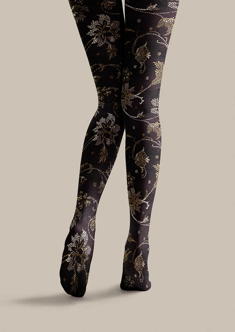 Viken Plan Floral pattern Dark Floral Tights Hosiery Pantyhose - Image 5
